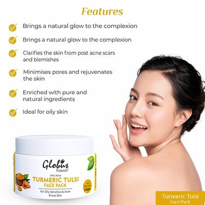 Globus Naturals Turmeric Tulsi Anti Acne Face Pack 125 gm - Face Packs