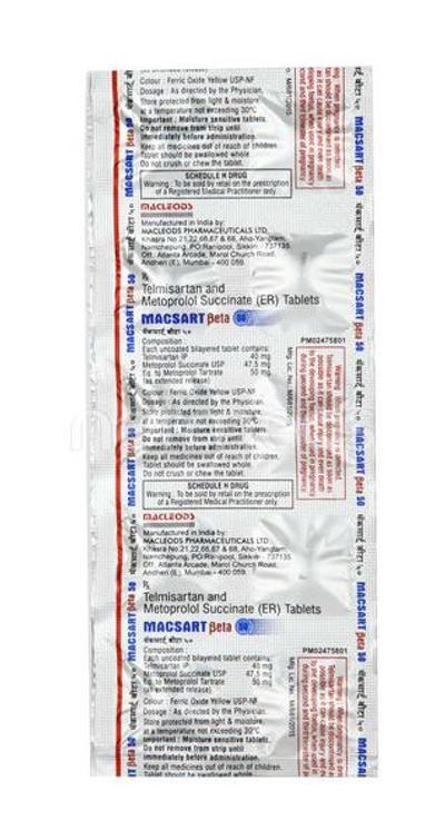 Macsart Beta 50mg Tablet 10'S - Hypertension-Ang