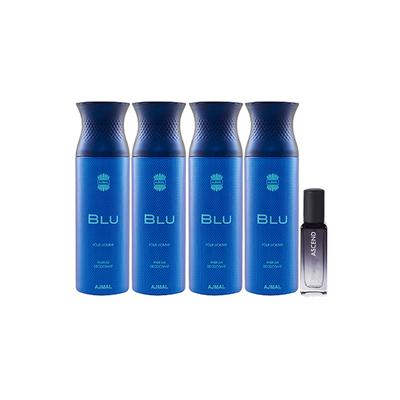 Ajmal 4 Blu Deo & Ascend EDP Pack of 5 820 ml - Perfumes (Edt/Edp)