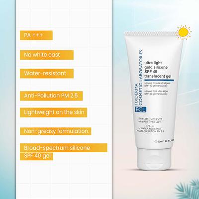 FCL Ultra Light Gold Silicone SPF 40 Translucent Gel 50 ml - Face Sunscreen