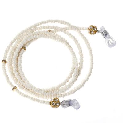 Modisch Off White Moti And Golden Diamond Shine Stone Sunglasses Chain (JC-16Sow) 1's - Wearables Sunglasses