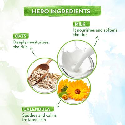 Mamaearth Milky Soft Head to Toe Wash With Oats, Milk, and Calendula for Babies- 2-in-1 Tear-Free Body Wash & Shampoo, Moisturizes and Soothes Skin 400 ml - Shower Gels & Body Wash