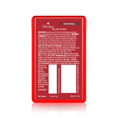 Old Spice Original No Gas Deodorant Body Spray Perfume for Men Pocket Size 17ml each, Travel Friendly 4's - Men Deodorants/Roll-Ons