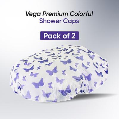 Vega Premium Shower Cap For Women, Waterproof Reusable Bath Cap, Set Of 2 (Sc-02) - Shower Cap