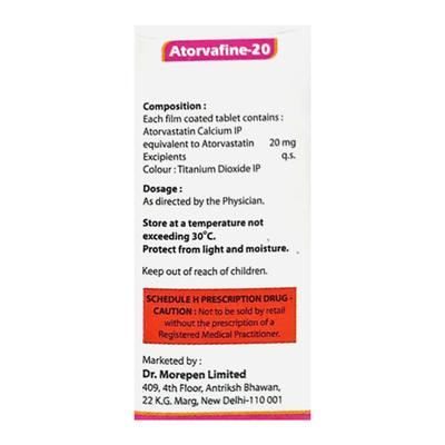 ATORVAFINE 20mg Tablet 10's - High Cholesterol-Dys