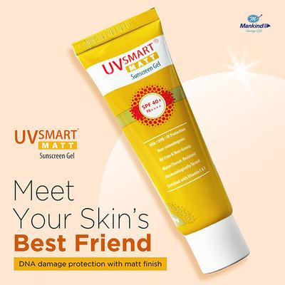 UVSMART MATT SPF 40+ PA++++ Sunscreen Gel 50gm - Sunscreen Preparations-Emo