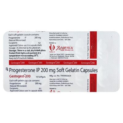 GESTOGEST 200 Soft Gelatin Capsule 10's - Hormonal Therapy-Oes