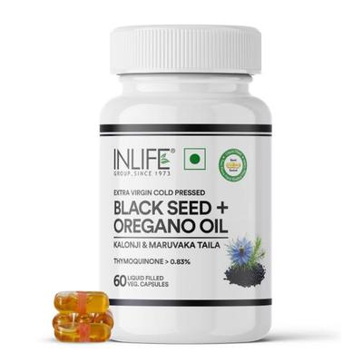 INLIFE Extra Virgin Cold-Pressed Black Seed + Oregano Oil Veg Capsules 60's - Vital Health