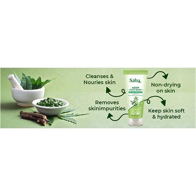 Saba Neem Facewash Anti Acne and Pimples Men and Women All Skin Types Face Wash 100 ml - Face Wash & Cleansers