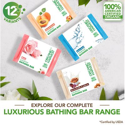 Organic Harvest Luxurious Bathing Bar - Rose, Soap for Moisturized Skin, Rose Scented Bathing Bar 125 gm - Soaps