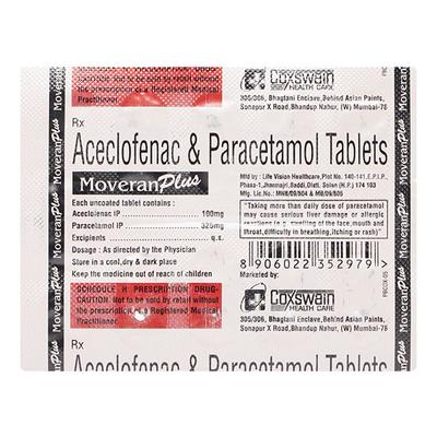 Moveran Plus Tablet 10'S - Pain relief-Nsa