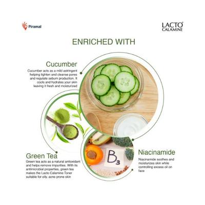 Lacto Calamine Cucumber Face Toner with Green Tea & Niacinamide for cool and hydrated skin. 120ml 2's - Face Mists