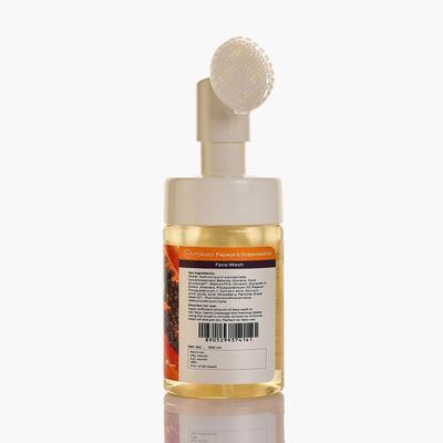 VIA TOKYO ORGANIC Grapeseed Oil & Papaya Foaming Face Wash with Brush, Anti - Blemish & Anti - Marks, No Sulphates, No Paraben 100 ml - Face Wash & Cleansers