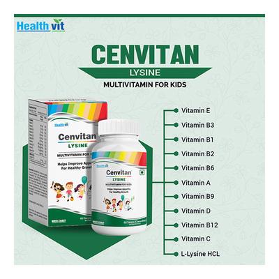 HealthVit Cenvitan Lysine Kids Multivitamin Chewable Tablet 60's - Multi-Vitamins
