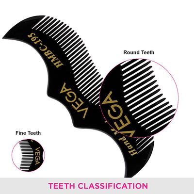 Vega Moustache Comb for Men, Pocket-Size Comb for Hair (VC2HMBC-195) 2's - Hair Combs