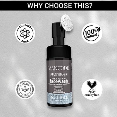 Mancode Multi Vitamin Foaming Face Wash With Bult-In Face Brush For Deep Cleansing 100 ml - Face Wash & Cleansers