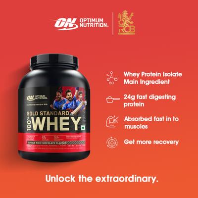 Optimum Nutrition (ON) 100% Whey Gold Standard Powder - Double Rich Chocolate 5 lb - Whey Proteins