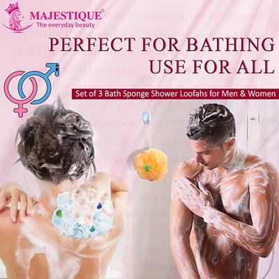 Majestique Premium Large Size Loofas with Active Spheres, 55g Each Body Wash Sponge - Multicolor 1's - Bath Tools