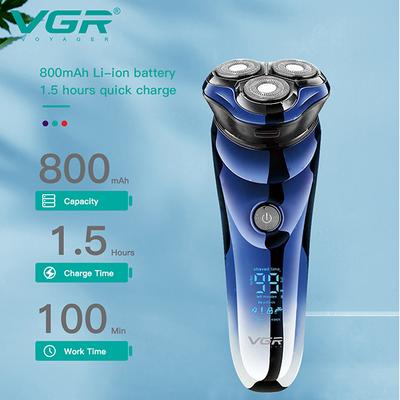VGR V-305 Wet and Dry Shaver, 100 min Runtime (Blue) 1's - Shavers