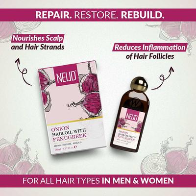 NEUD Premium Onion Hair Oil with Fenugreek for Men & Women 150 ml - Hair Oils