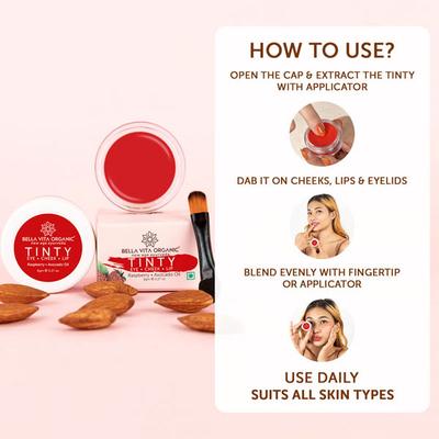 Bella Vita Organic Raspberry 3 In 1 Tinty For Lips 8 gm - Lip Stains & Tints