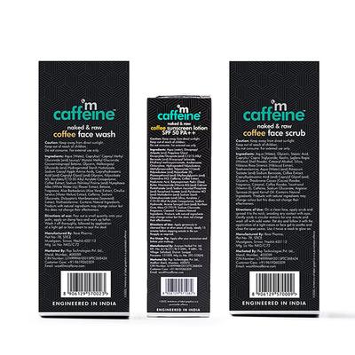 mCaffeine Pollution & Sun Protection Kit - Coffee Face Scrub, Face Wash & SPF 50 PA++ Sunscreen Lotion 250 ml - Face Sunscreen