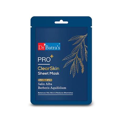 Dr Batras Pro+ Clear Skin Sheet Mask for Clear Complexion, Enriched with Berberis Aquifolium 25 gm - Sheet Masks
