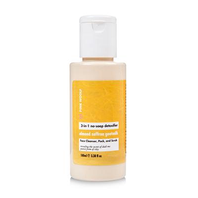 Pink Woolf 3-in 1 No-Soap Detoxifier - Almond, Saffron & Goatmilk 100 ml - Face Wash & Cleansers