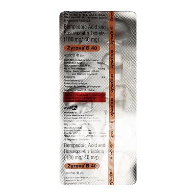 ZYROVA B 40 Tablet 10's - High Cholesterol-Dys