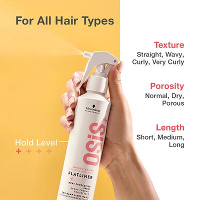 Schwarzkopf Professional OSiS+ Flatliner Heat protection Spray for Daily Styling, Heat Protection Upto 230 Deg C for Anti-Frizzy Hair, Non sticky and Humidity Protection 200 ml - Hair Sprays & Mists