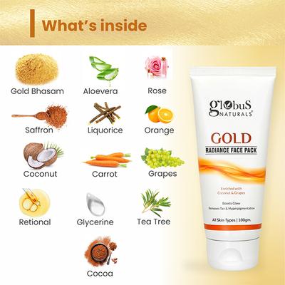 Globus Naturals Gold Radiance Anti Ageing & Brightening Face Pack, 100gm each 2's - Masks & Peels