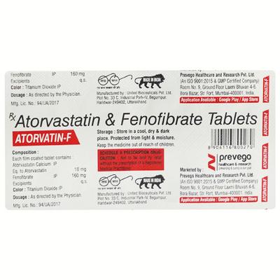 ATORVATIN F Tablet 10's - High Cholesterol-Dys
