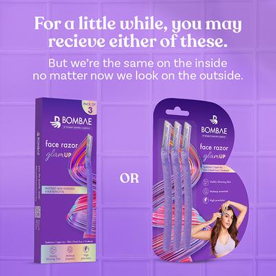 Bombae Glamup Beauty Razor, Reusable and Painless Face Razor 3's - Face & Eyebrow Razors