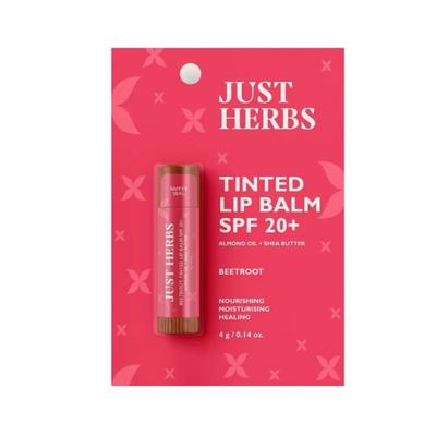 Just Herbs Tinted Lip Balm SPF +20 Almond oil + Shea butter, (Beetroot) 4gm - Lip Balms