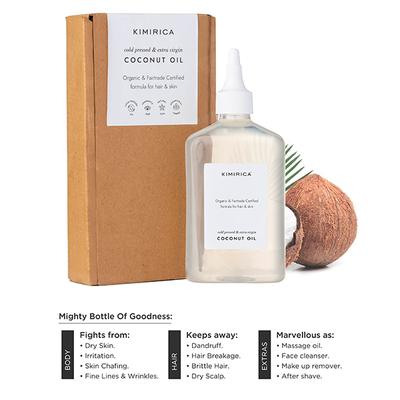Kimirica 100% Pure Cold Pressed Coconut Oil for Hair & Skin, Moisturizing & Nourishing 270ml - Creams/Oils/Lotions