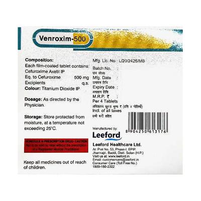 VENROXIM 500 Tablet 4's - Bacterial Infections-Cep