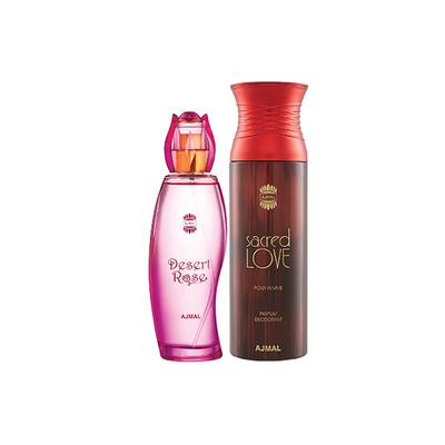 Ajmal Desert Rose EDP Floral Oriental Perfume And Sacred Love Deodorant Floral Musky Fragrance 300 ml - Women Perfumes (Edt/Edp)
