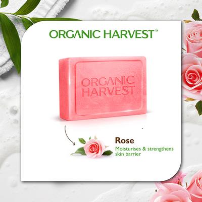 Organic Harvest Luxurious Bathing Bar - Rose, Soap for Moisturized Skin, Rose Scented Bathing Bar 125 gm - Soaps