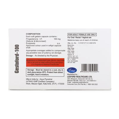 Gestoford 100mg Capsule 10'S - Hormonal Therapy-Oes