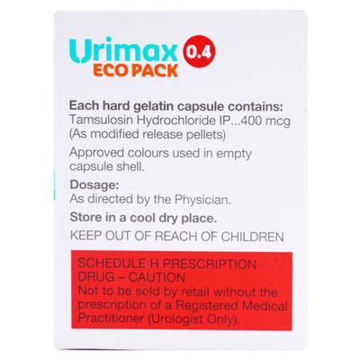 Urimax Eco Pack 0.4mg Capsule 30'S - Bladder And Prostate Disorders-Dru