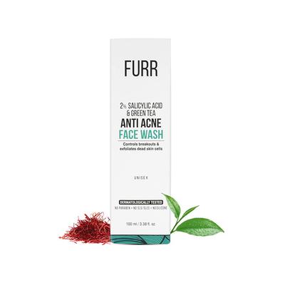 Furr 2% Salicylic Acid & Green Tea Anti Acne Face Wash Unisex 100ml - Face Wash & Cleansers
