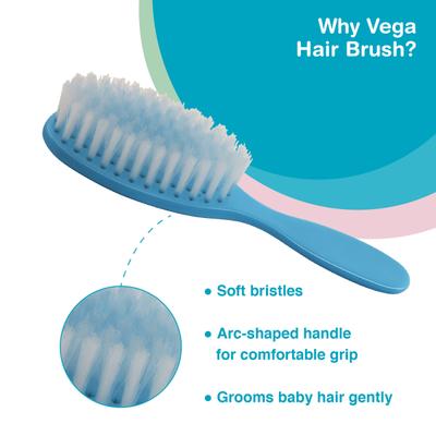 Vega Baby & Mom Comb & Brush Set Blue 1's - Baby Grooming