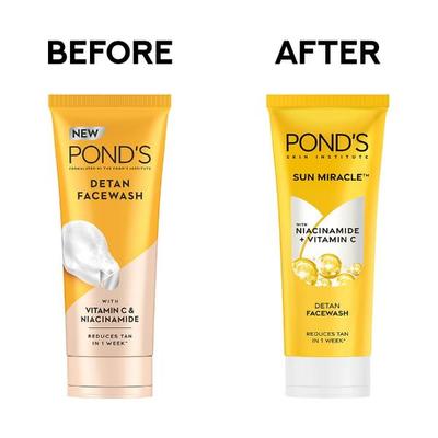 Pond'S Sun Miracle Detan With Niacinamide + Vitamin C Face Wash 100 g - Face Washes