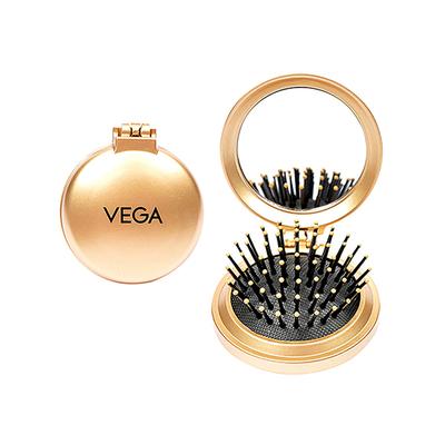 Vega Compact Folding Hair Brush For Women, Mini Travel Pocket Tool For Wet & Dry Use, (R2-Fm) - Hair Brushes