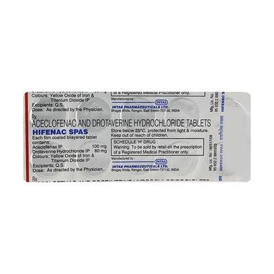 Hifenac Spas Tablet 10'S - Muscle Spasm-Ant