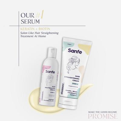 Sanfe Stunner Hair Straightening and Neutraliser Duo Cream 200 gm + Hair Neutraliser Cream 100 gm 1's - Hair Creams