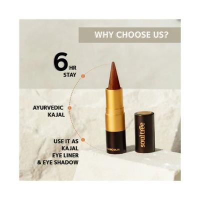 Soul Tree Ayurvedic Kajal Colour Kohl 009 Copper Tint with Orhanic Gree, Natural Pigments 3gm - Kajal & Kohls