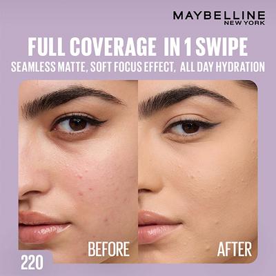 Maybelline New York Super Stay Flex Powder Foundation, 220, 30H Full Cover, Oil-Control 9 gm - Foundation