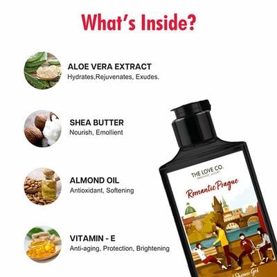 The Love Co. Romantic Prague Body Wash - Body Wash For Women - Hydrating - Moisturizing Body Care - 100% Vegan - Paraben Free 250 ml - Shower Gels & Body Wash