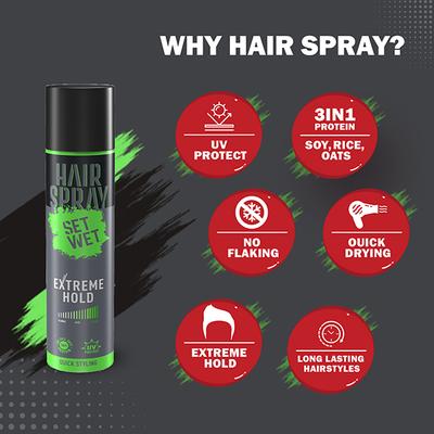 Set Wet Extreme Hold Hair Spray for Men,Hair Setting and Styling, 200 ml - Hair Sprays & Mists
